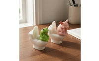 Sitting on Toilet Figurine Compact Cartoon Creature Figurine Solid-Looking