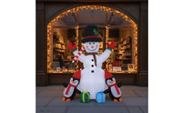 Eye-Catching Inflatable Snowman with Penguins Stable Snowman with Top Hat Giant Yard Decoration Reusable for Lawn