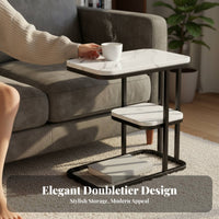 two-levellevel Square Accent Table Modern Design Nightstand adaptable for Small Spaces
