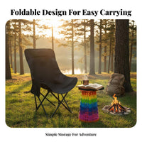 Lightweight Highspine Moon Chair Side Storage Pocket Folding Seat Includes Carry Bag Portable Seating for Campers, Anglers, Camping, Fishing, outdoor dining, outdoor dinings