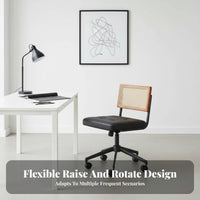 Cane Back Rolling Chair Ergonomic Design Office Seating Reclining Function