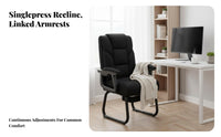 Padded Sled Base Chair Reclining Backrest Guest Seating Linkage Armrests
