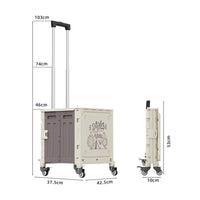 Foldable Shopping Cart Telescopic Handle Folding Grocery Cart Decorative Graphics