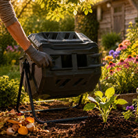 Rotating Compost Bin Metal Stand Outdoor Equipment Air Vents