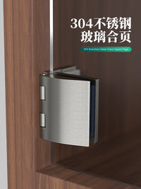 304不锈钢合页玻璃夹酒柜门无框玻璃铰链开孔承重型门夹活页黑色