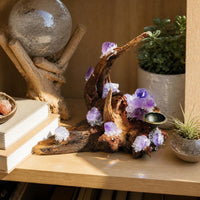 Retro Petrified Wood Crystal Ball Stand with Single Head Base for Home Decor