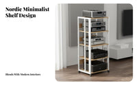High Load Capacity Rolling Audio Equipment Rack Heavy Duty Adjustable Audio Stand Rack Ventilated Storage Rolling Stereo Component Stand Space-Saving for Audiophiles, Home Theater Enthusiasts, Living Room