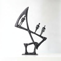 Modern Iron Sculpture Black Abstract Sculpture Elegant Statue Minimalist for Homeowners, Shelf, Tabletop, Desk, Living Room
