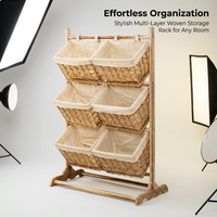 Wooden Storage Shelf with Baskets, Freestanding Tiered Organiser, Simple Modern for Living Room, Bed - Image 8