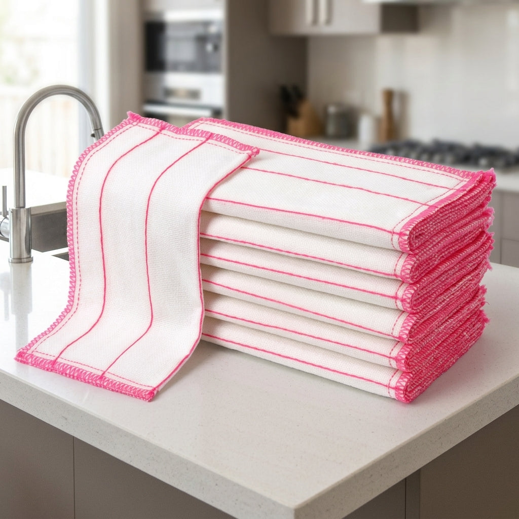 Oil-Resistant 10-Layer Dish Cloths, 30cm x 30cm Kitchen Cleaning Cloths, High-Absorbency Sturdy Kitchen Cloth, 3 Pack