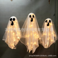 3-Pack Halloween Hanging Evil Mesh Ghost Decorations for Outdoor Lawn, Porch, Indoor
