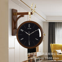 Nordic Double-Sided Wall Clock with Deer Head Design