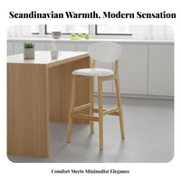 High-Back Wooden Stool Minimalist Design Counter Chair Sturdy Frame for Adults