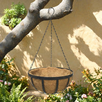 Plant Pots and Hanging Basket for Garden Decor, Coconut Fiber Lined Indoor Plant Pot with Chain, Rustic Wall Planter, Outdoor Plant Pot Piece
