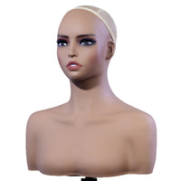 欧美欧美化妆假人头模假发饰品展示双肩半身女模特头PVCMannequin