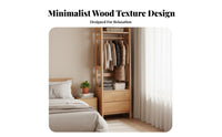 Wooden Coat Rack with Drawers Solid Wood Standing Clothes Stand Multi-functional Organizer with Shelves and Hanging Rod Suitable for Renters Hallway Office Bedroom Entryway