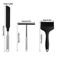 3 Pieces Batter Spreader and Set Stainless Steel Crepe Spreader L-Shaped Design Crepe Batter Brush Set for Breakfast