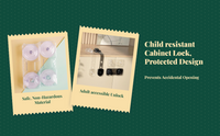 youth protection Cabinet Lock, no tools required, strong sticky backing, toddler-safe drawer latch for glass doors, kitchen, and home