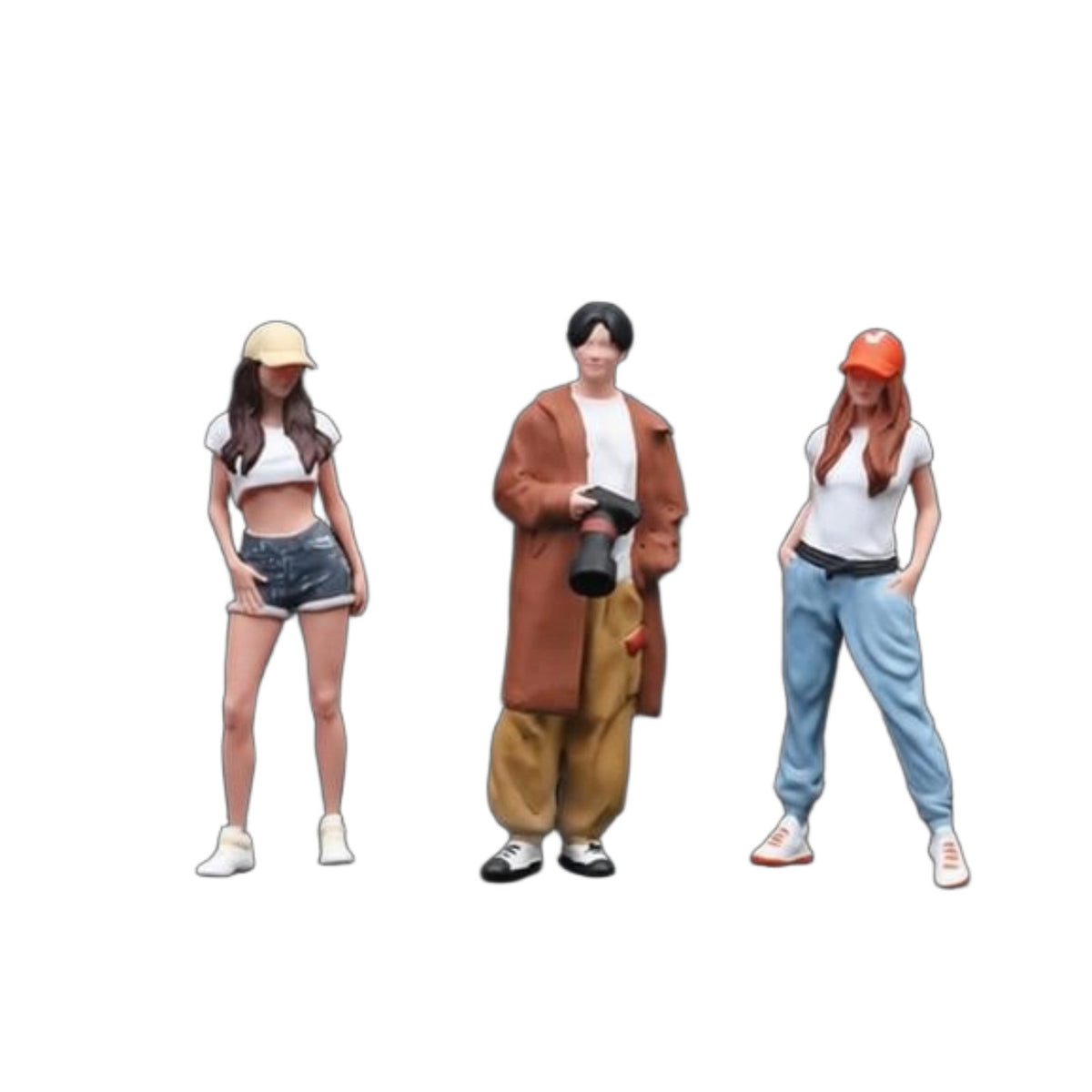 Collectible Gift Travel Photography Doll Set Layout Prop 1:64 Scale Doll Set Painted Finish Mini Travel Photo Figures Vivid Pose for Collectors, Model Hobbyists, Display, Scene Display, Desk Decor