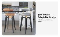 Wooden Stool with Woven Seat Rotating Bar Chair sturdy Wood Built-in Footrest for Families