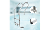 Stainless Steel Pool Ladder with Flange Base Easy to Install 2-Step Pool Ladder Long-Lasting Secure
