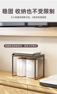 御仕家黑色木质电脑增高架客厅电视柜路由器卧室WIFI盒收纳置物架 【木板-小号】 | 黑胡桃