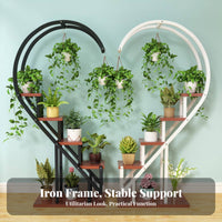 Heart-Shaped Etagere Space-Saving Multi-Tier Planter Rack Easy Assembly
