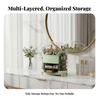 Large Capacity Multi-Drawer Cosmetic Container Dust-Proof Footed Cosmetic Organizer with Drawers Transparent Lid Facial Care Carrier Stylish Design for Makeup Enthusiasts, Students, Adults, Dressing Table, Dresser, Bedroom, Bathroom