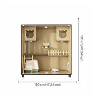 Cat Activity Center Cat Tower with Storage Cat Tree with Litter Box Enclosure Hidden Cat Litter Furniture Sturdy Wooden Structure Clear Glass Door Suitable for Indoor Cats Home Use