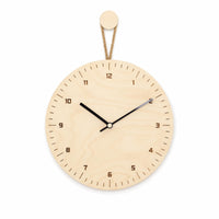 Wooden Wall Clock Minimalist Clock with Rope Round for Living Room, Entryway