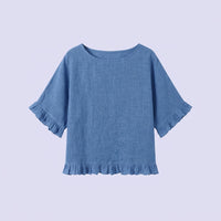 Beach Cover Up Linen Shirt with Round Neckline, Dressy Casual Breathable Blend, Ladies Pullover Style