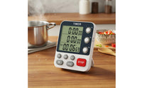 Flashing Light Notification 3 Channel Kitchen Timer Adjustable Volume Multi-Event Digital Timer Memory Function for Home Cooks, Laboratory