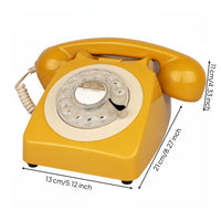 Classic Rotary Desk Phone Metal Bell Chime Retro Rotary Phone Vintage Wired Telephone Telephone for Office, Study Room
