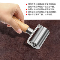 木柄实心手推滚轮皮革压边器压平皮料皮革贴合DIY皮革压轮滚边器