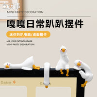 Cute Animal Figurine for Desk or Car - 'Tired Duck' Decorative Ornament