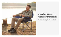 Portable Armchair with drink Holder Foldable Design Folding Chair sturdy Frame