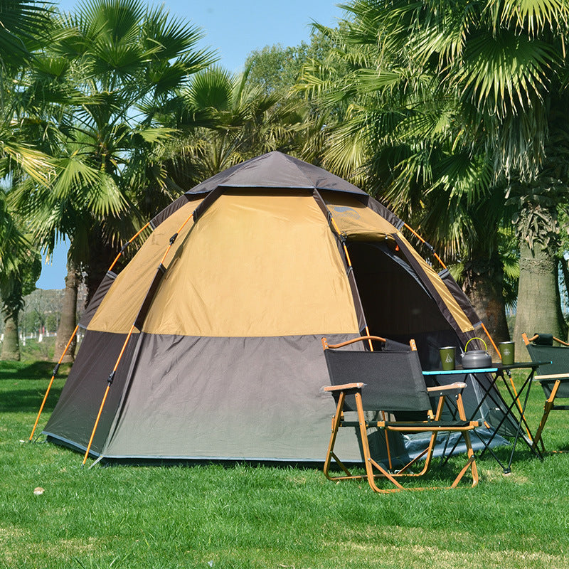 Desert&Fox Hexagonal Double-Layer Tent, 3-Person, Auto-Open, Waterproof