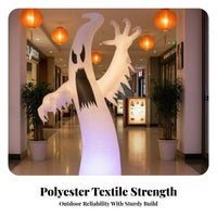 Outdoor Inflatable   | Spooky Black Printed Face, Tall White Body, Halloween Inflatable with Claws, for Lawn