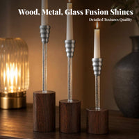 3 Pieces Modern Candlestick Holder Transparent Taper Candle Holder Home Decor Accent Cylindrical