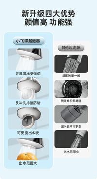 【心造】飞碟不锈钢水龙头过滤器防溅起泡器360°可翻转冲洗禁音