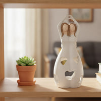 Romantic Candle Holder with Heart Cutouts Giftable Decorative Candle Holder High Quality Resin Figurine Premium for Table Centerpiece