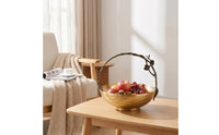 Metal Fruit Bowl with Handle Open Design Decorative Centerpiece Bowl Stylish Fruit Basket with Handle for Dining Table