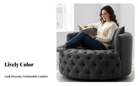 Tufted rotating Armchair Round Barrel Shape Household Furniture Minimalist Aesthetic Plush pad for Interior Decorators, Adults