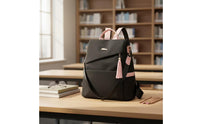Backpack with Tassel Adjustable Backpack with Side Pockets Rucksack for Commuters, Students