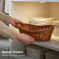Woven Basket with Handles sturdy Woven Tote Box Waterproof for Bedroom, Kitchen