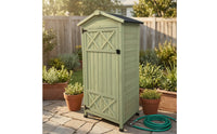 Vertical Outdoor Cabinet with Pitched Roof Freestanding Garden Storage Cabinet Long-Lasting Garden Shed Heavy-Duty for Gardeners