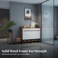 Solid Wood Footwear Storage Cabinet Space-Saving Design Entryway Storage Cabinet Sturdy Construction Modern Shoe Rack with Doors for Hallway