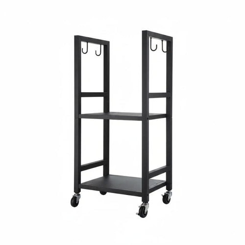 Metal Firewood Stand with Hooks Wood Storage Rack Heavy Duty Rolling Firewood Rack for Garage