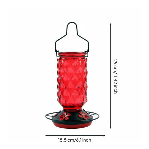 Bird Feeder Flower Shaped Feeding Ports Glass Bird Feeder Crawler Moat Included Garden Decor for Patio, Backyard