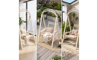 Freestanding Hanging Swing Chair with Stand Cushioned Egg Chair with Stand Weather-Resistant Furniture Sturdy for Balcony, Sunroom
